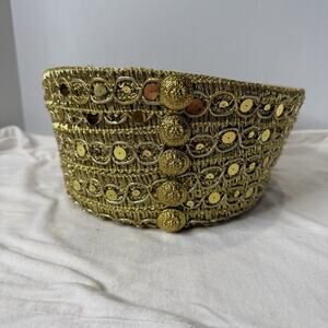 VTG Whittall & Shon Church Derby Pillbox Gold Button Sequins Statement Piece W